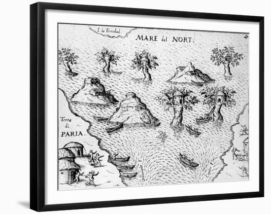 Map of the Coast of Guyana, Illustration from 'Regni Guianae'-null-Framed Giclee Print