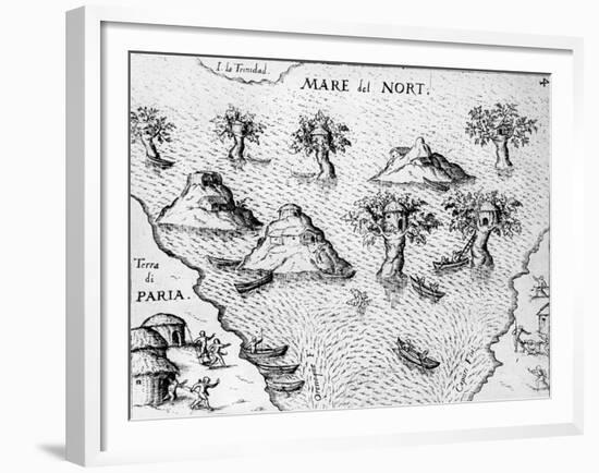 Map of the Coast of Guyana, Illustration from 'Regni Guianae'-null-Framed Giclee Print
