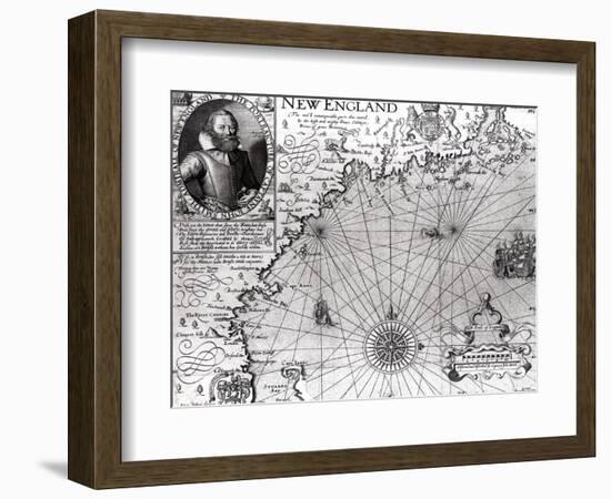 Map of the Coast of New England, Observed and Described by Captain John Smith (1580-1631) 1614-Simon de Passe-Framed Giclee Print