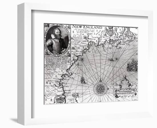 Map of the Coast of New England, Observed and Described by Captain John Smith (1580-1631) 1614-Simon de Passe-Framed Giclee Print