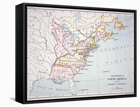 Map of the Colonies of North America at the Time of the Declaration of Independence-American-Framed Stretched Canvas