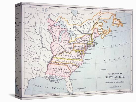 Map of the Colonies of North America at the Time of the Declaration of Independence-American-Stretched Canvas