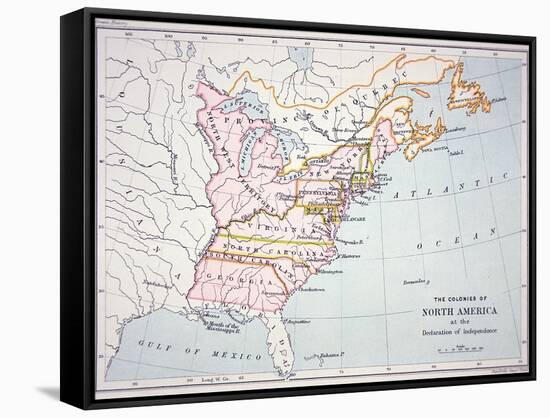 Map of the Colonies of North America at the Time of the Declaration of Independence-American-Framed Stretched Canvas