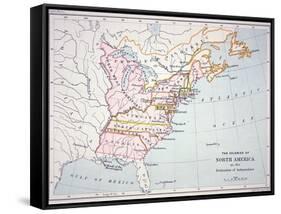 Map of the Colonies of North America at the Time of the Declaration of Independence-American-Framed Stretched Canvas