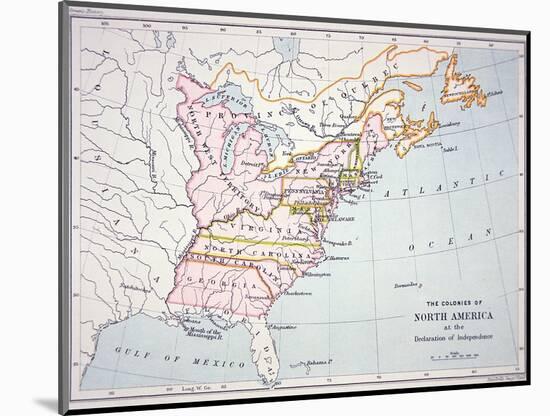 Map of the Colonies of North America at the Time of the Declaration of Independence-American-Mounted Premium Giclee Print