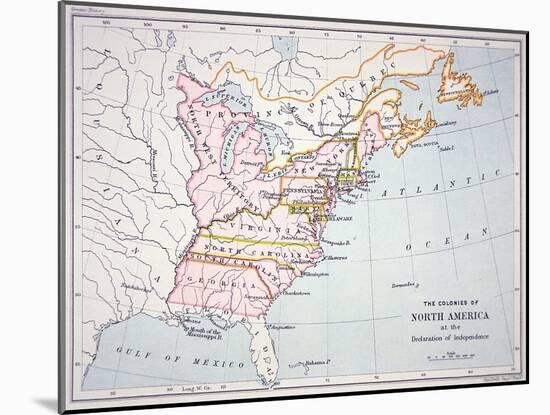 Map of the Colonies of North America at the Time of the Declaration of Independence-American-Mounted Giclee Print