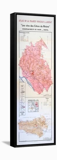 Map of the Côtes Du Rhône Region-null-Framed Stretched Canvas