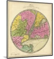 Map of the Country Twenty Five Miles Round the City of New York, c.1840-Jeremiah Greenleaf-Mounted Art Print