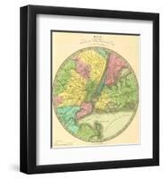 Map of the Country Twenty Five Miles Round the City of New York, c.1848-Jeremiah Greenleaf-Framed Art Print