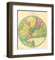 Map of the Country Twenty Five Miles Round the City of New York, c.1848-Jeremiah Greenleaf-Framed Art Print