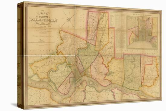 Map of the County of Philadelphia from Actual Survey, 1843-Charles Jr. Ellet-Stretched Canvas