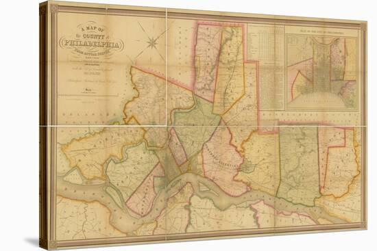 Map of the County of Philadelphia from Actual Survey, 1843-Charles Jr. Ellet-Stretched Canvas