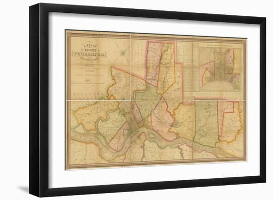 Map of the County of Philadelphia from Actual Survey, 1843-Charles Jr. Ellet-Framed Giclee Print
