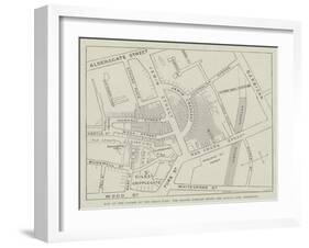 Map of the Course of the Great Fire, the Shaded Portion Shows the Actual Area Destroyed-null-Framed Giclee Print