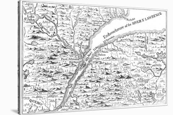 Map of the Course of the River St Lawrence as Far as Quebec, 1730-null-Stretched Canvas