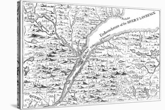 Map of the Course of the River St Lawrence as Far as Quebec, 1730-null-Stretched Canvas