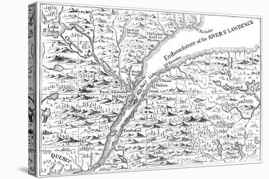 Map of the Course of the River St Lawrence as Far as Quebec, 1730-null-Stretched Canvas