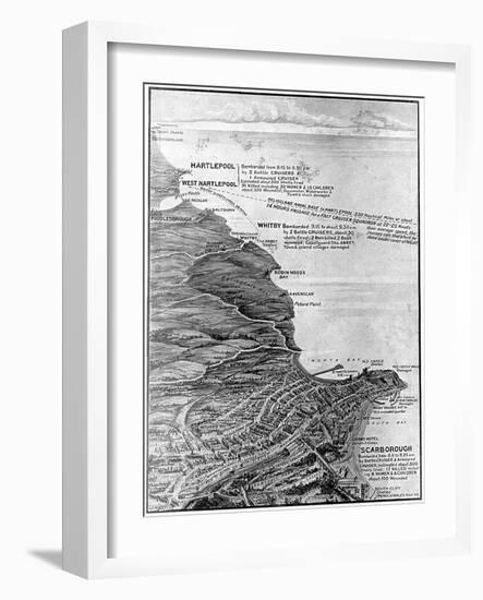 Map of the East Coast Bombardments, WW1-G.f. Morrell-Framed Art Print