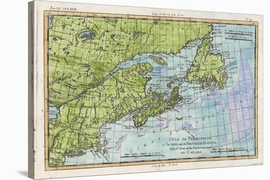 Map of the East Coast of North America from New York to Newfoundland-null-Stretched Canvas