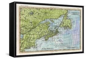 Map of the East Coast of North America from New York to Newfoundland-null-Framed Stretched Canvas