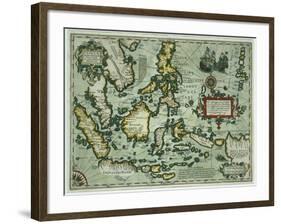 Map of the East Indies, Pub. 1635 in Amsterdam-null-Framed Giclee Print