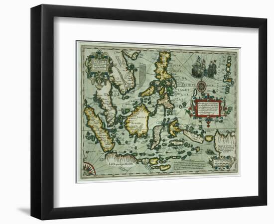 Map of the East Indies, Pub. 1635 in Amsterdam-null-Framed Giclee Print