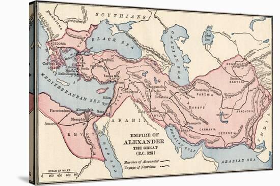 Map of the Empire of Alexander the Great in 323 Bc-null-Stretched Canvas