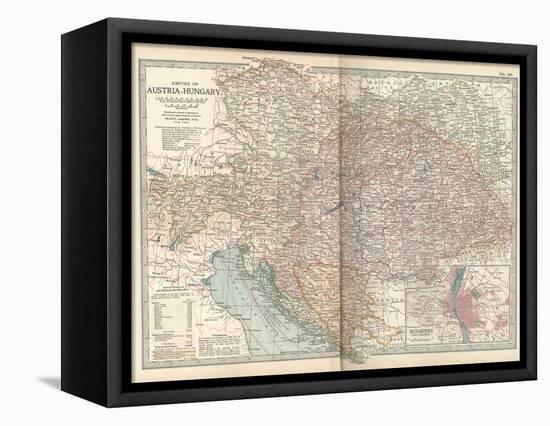 Map of the Empire of Austria-Hungary. Inset of Budapest and Vicinity-Encyclopaedia Britannica-Framed Stretched Canvas