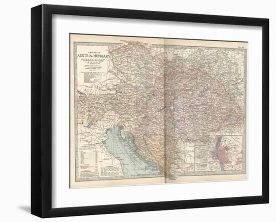 Map of the Empire of Austria-Hungary. Inset of Budapest and Vicinity-Encyclopaedia Britannica-Framed Art Print