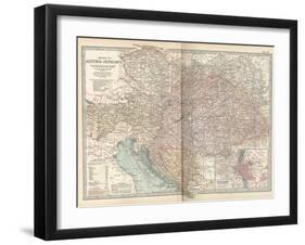 Map of the Empire of Austria-Hungary. Inset of Budapest and Vicinity-Encyclopaedia Britannica-Framed Art Print