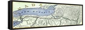 Map of the Erie Canal across New York State, 1800s-null-Framed Stretched Canvas