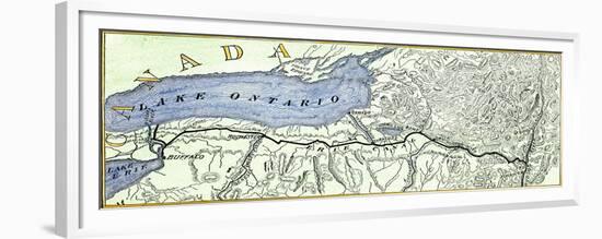 Map of the Erie Canal across New York State, 1800s-null-Framed Premium Giclee Print
