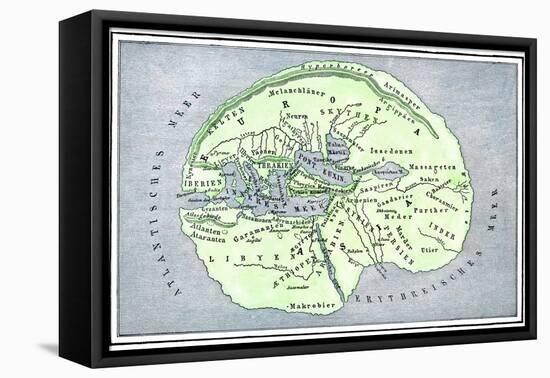 Map of the Flat Earth According to Herodotus, Ancient Greek Historian-null-Framed Stretched Canvas