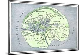 Map of the Flat Earth According to Herodotus, Ancient Greek Historian-null-Mounted Giclee Print