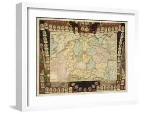 Map of the German Empire with Portraits of the Holy Roman Emperors, Published by Louis-Charles…-Nicolas De Fer-Framed Giclee Print