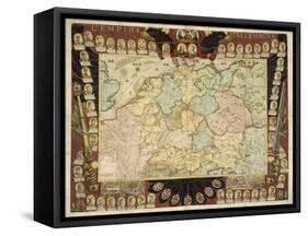 Map of the German Empire with Portraits of the Holy Roman Emperors, Published by Louis-Charles…-Nicolas De Fer-Framed Stretched Canvas