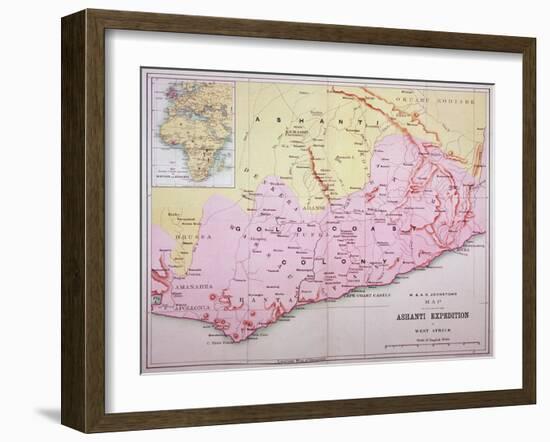 Map of the Gold Coast at the Time of the Third Ashanti Expedition in 1874-null-Framed Giclee Print