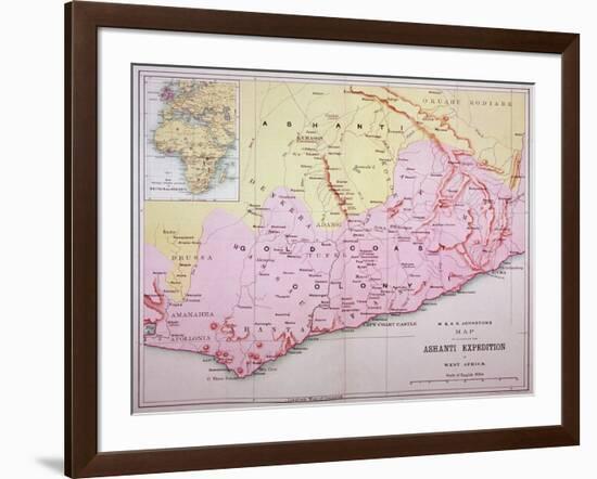 Map of the Gold Coast at the Time of the Third Ashanti Expedition in 1874-null-Framed Giclee Print