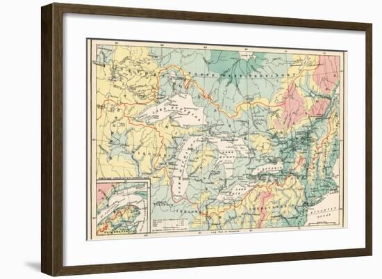 Map of the Great Lakes and the St. Lawrence Watershed-null-Framed Giclee Print