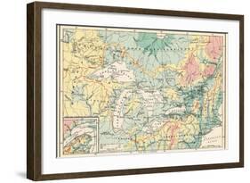 Map of the Great Lakes and the St. Lawrence Watershed-null-Framed Giclee Print