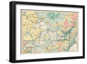 Map of the Great Lakes and the St. Lawrence Watershed-null-Framed Giclee Print