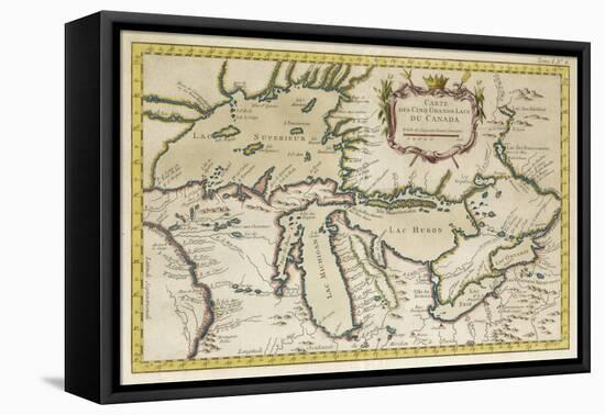 Map of the Great Lakes-null-Framed Stretched Canvas