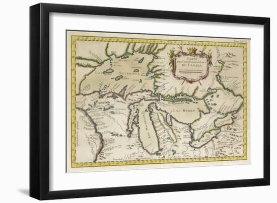 Map of the Great Lakes-null-Framed Art Print