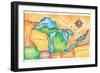 Map of the Great Lakes-Jennifer Thermes-Framed Photographic Print