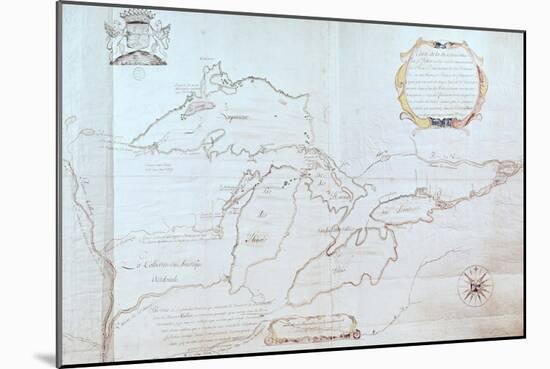 Map of the Great Lakes-Jolliet-Mounted Giclee Print