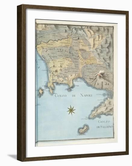 Map of the Gulf of Naples and Surrounding Area from 'Campi Phlegraei: Observations on the Volcanoes-Pietro Fabris-Framed Giclee Print