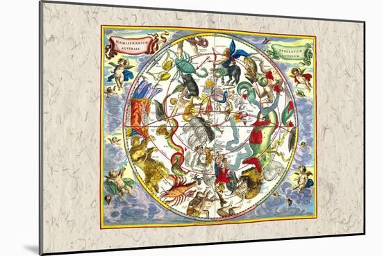 Map of the Heavens-Andreas Cellarius-Mounted Art Print