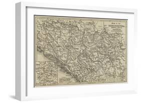 Map of the Herzegovina, Bosnia, Servia and Montenegro-null-Framed Giclee Print