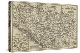Map of the Herzegovina, Bosnia, Servia and Montenegro-null-Stretched Canvas