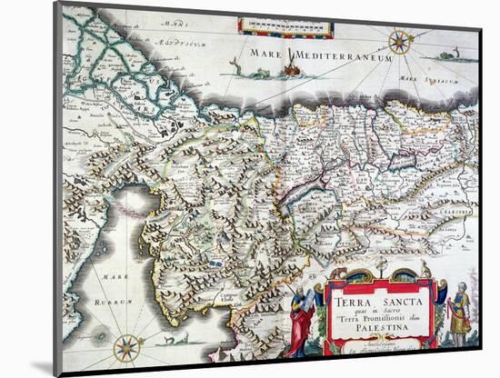 Map of the Holy Land, Published in Amsterdam, 1629-Willem Janszoon Blaeu-Mounted Giclee Print